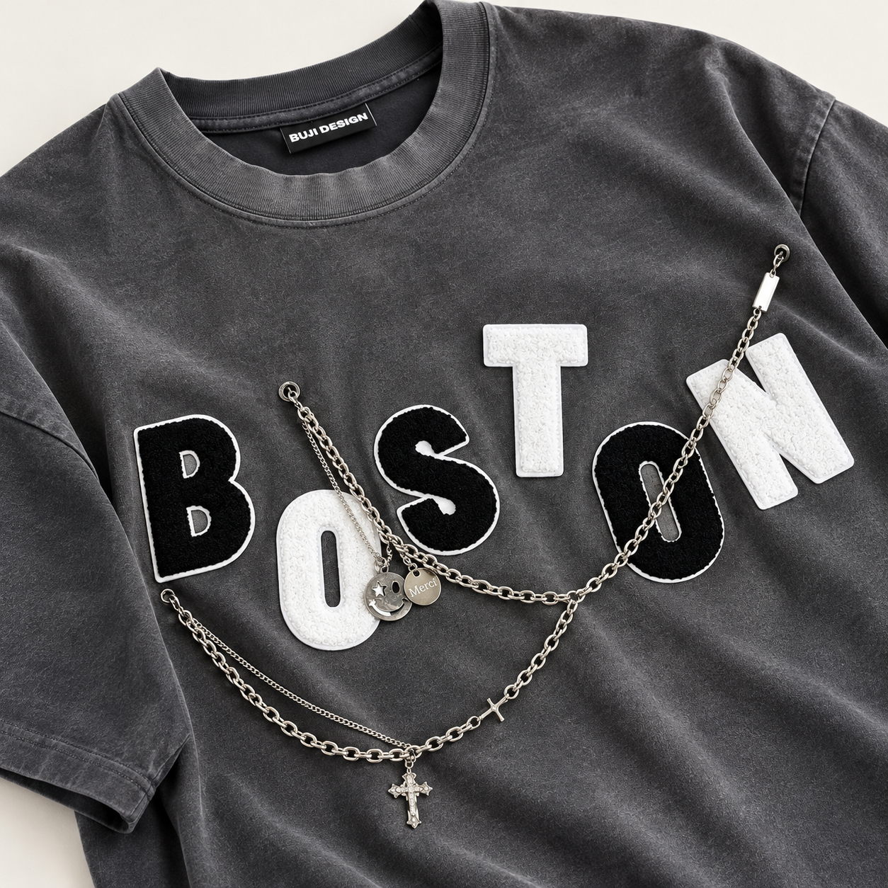 Boston Vintage Washed T-shirt – fabric and design detail