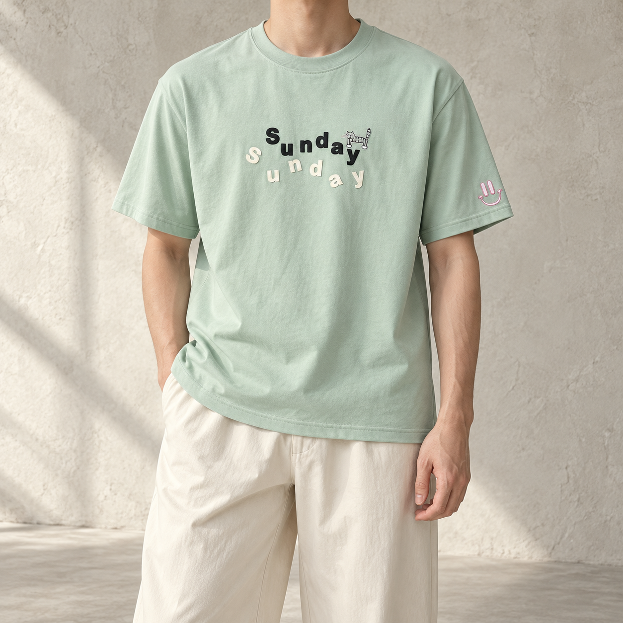 Sunday Tiger T-shirt – front view on a model