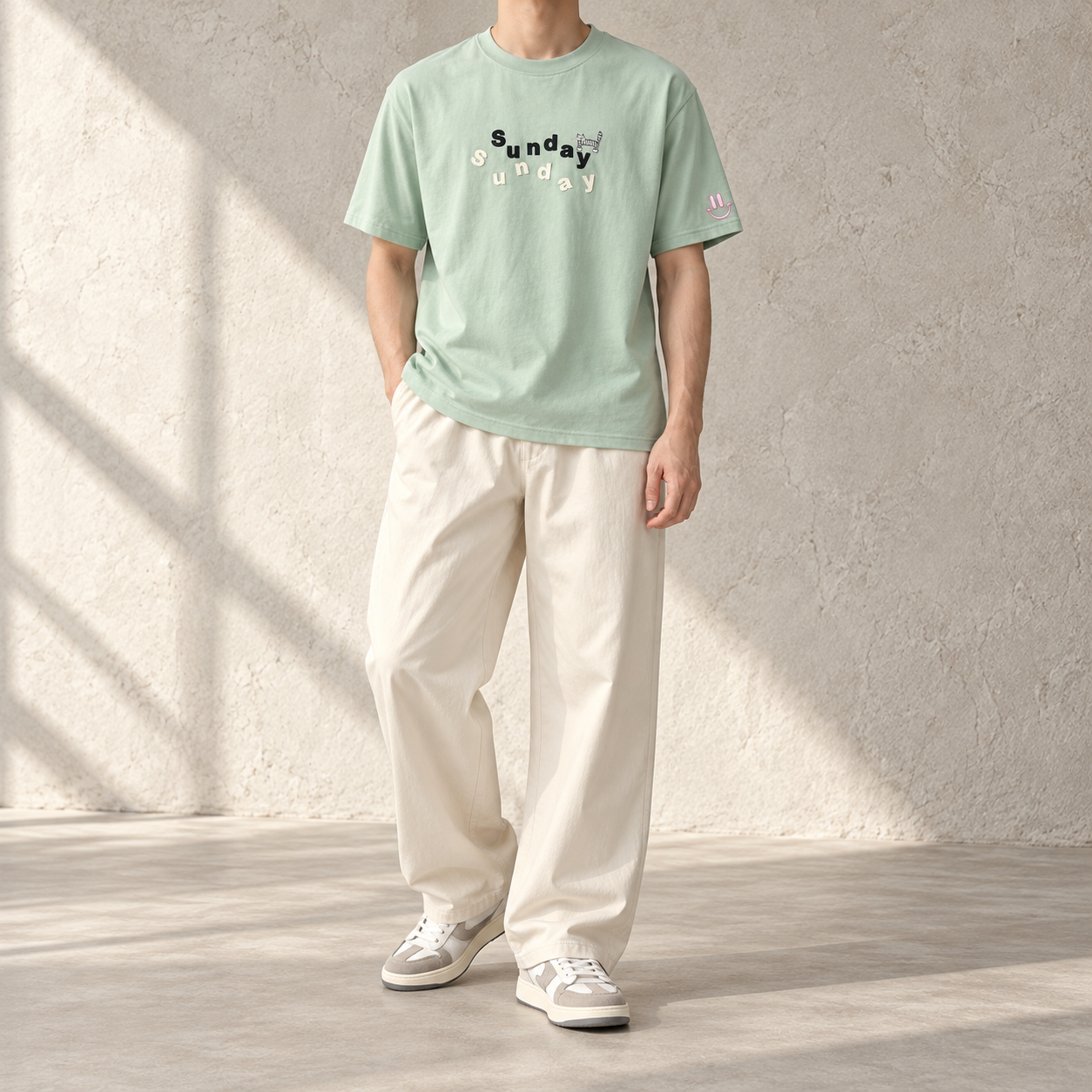 Sunday Tiger T-shirt – full outfit on a model