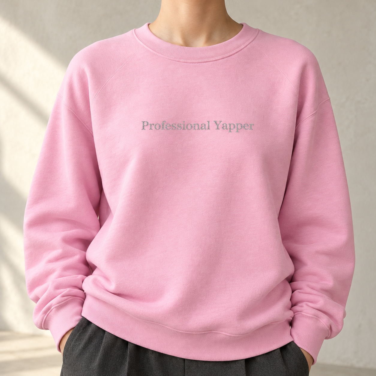 Professional Yappers Sweatshirt – close-up of the chest design