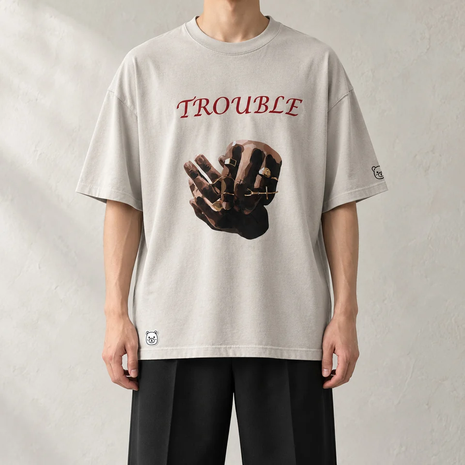 Trouble Graphic Stone T-Shirt